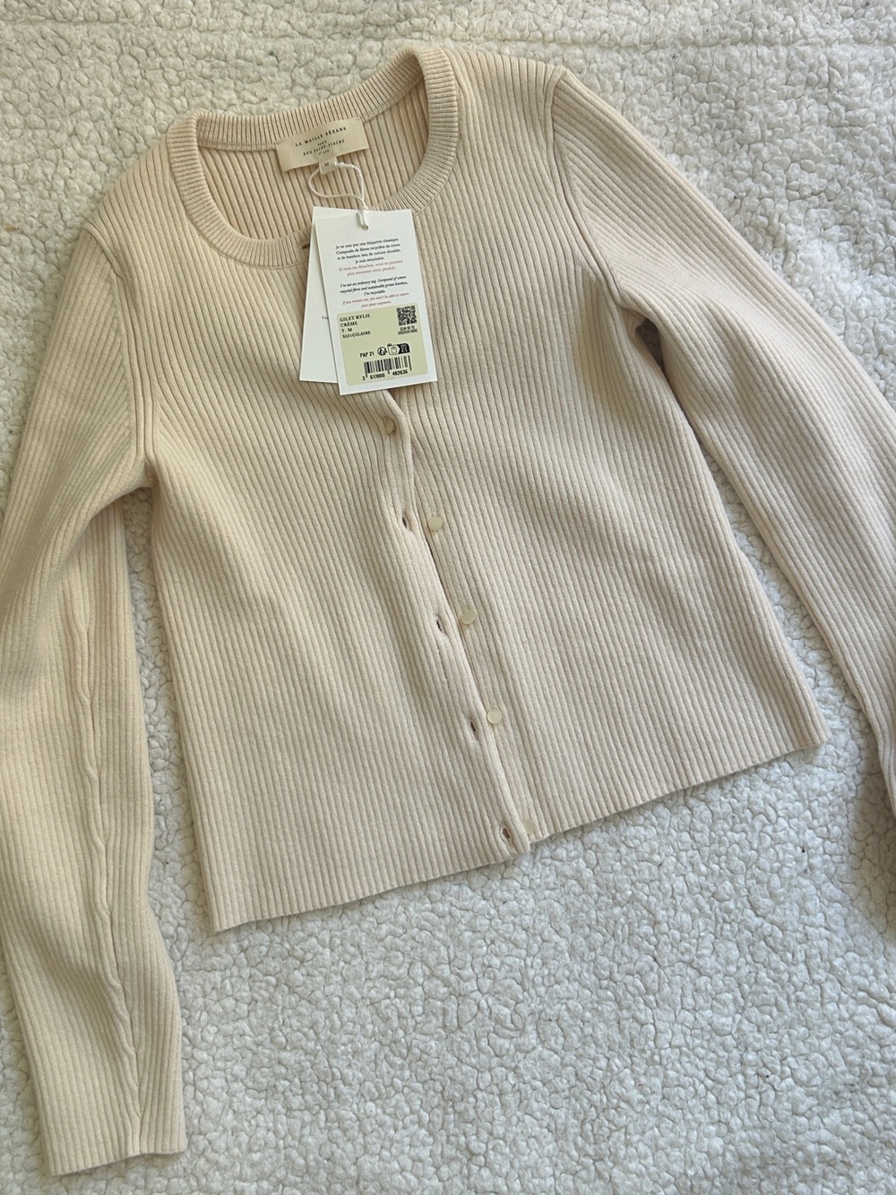 NWT Sezane Kylie Cardigan Cream Cotton Blend M - Picture 3 of 9